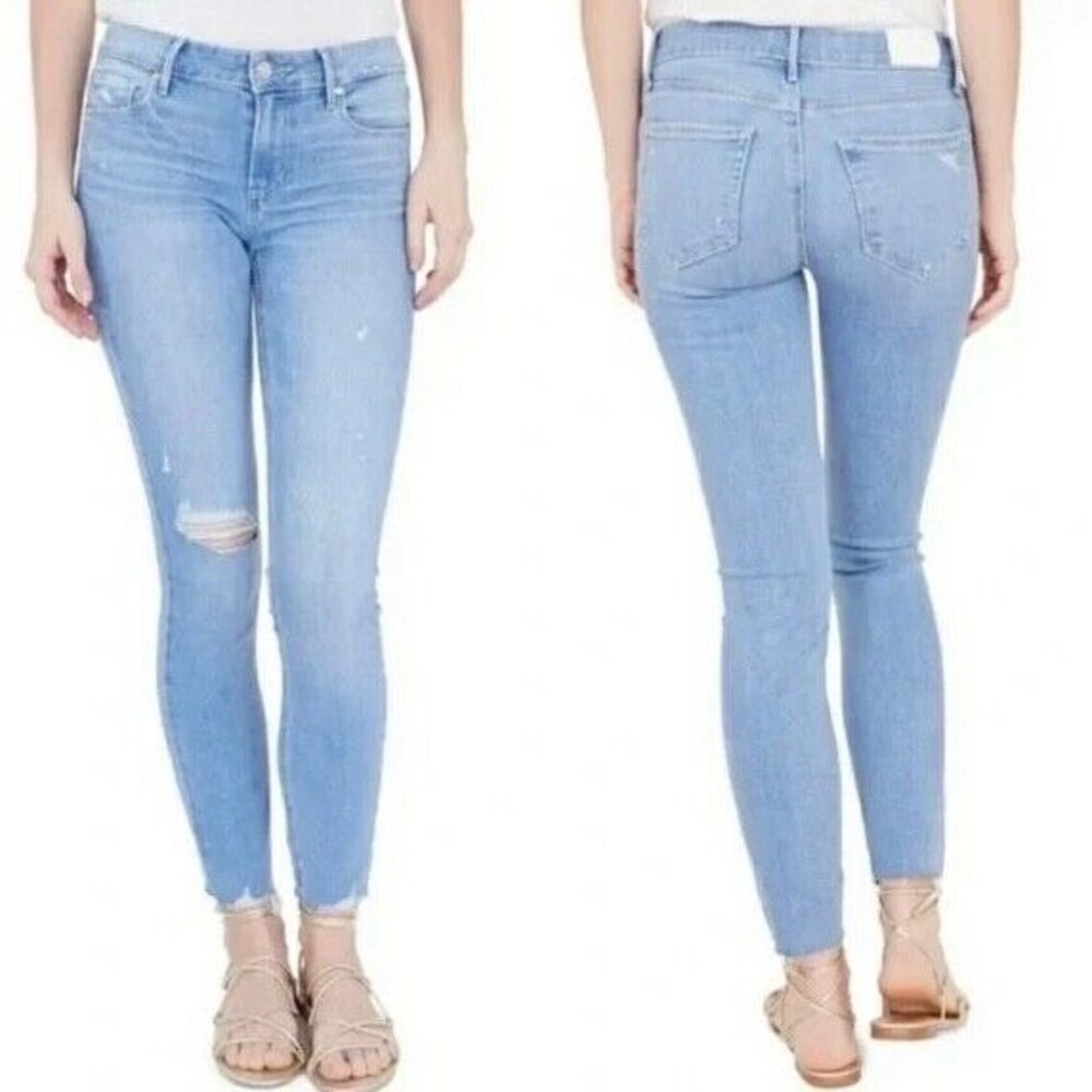 Paige Womens Skyline Ankle Peg Ricki Distressed Jeans Size 26 Light Wash Skinny